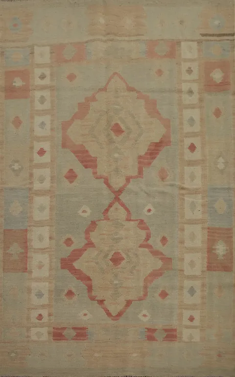 Vegetable Dye Wool Kilim Handwoven Rug 4x6