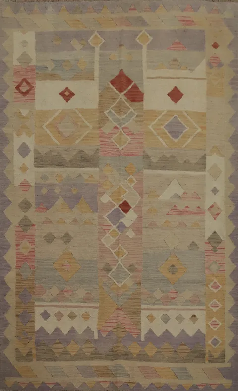 Vegetable Dye Wool Kilim Handwoven Rug 5x7