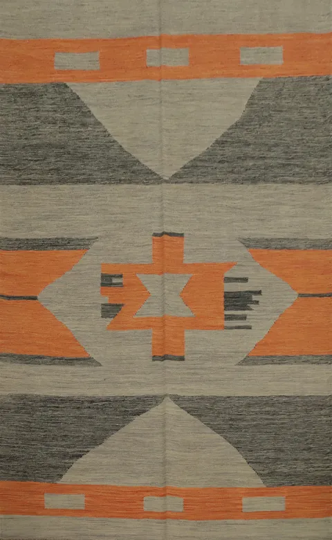 Geometric Kilim Vegetable Dye Rug 5x7