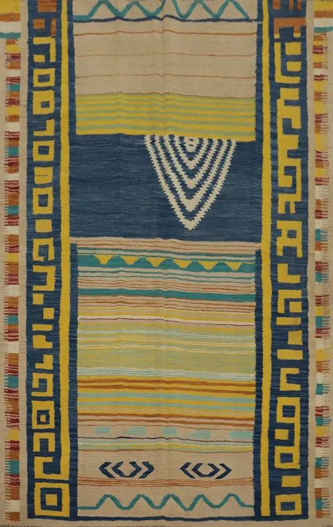 Geometric Kilim Vegetable Dye Rug 5x7