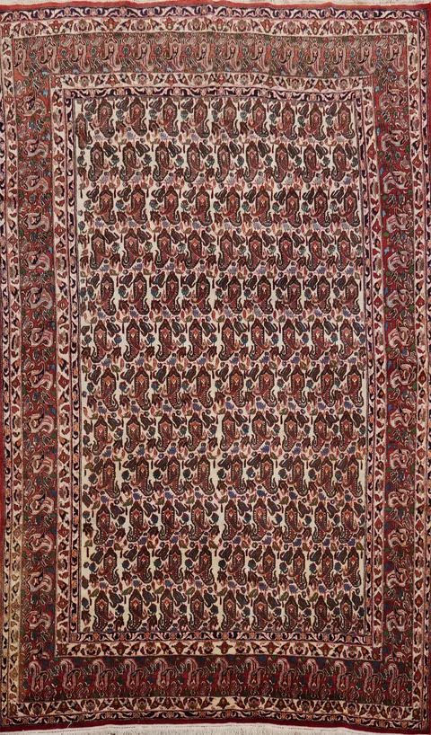 Vegetable Dye Paisley Bakhtiari Persian Area Rug 7x11