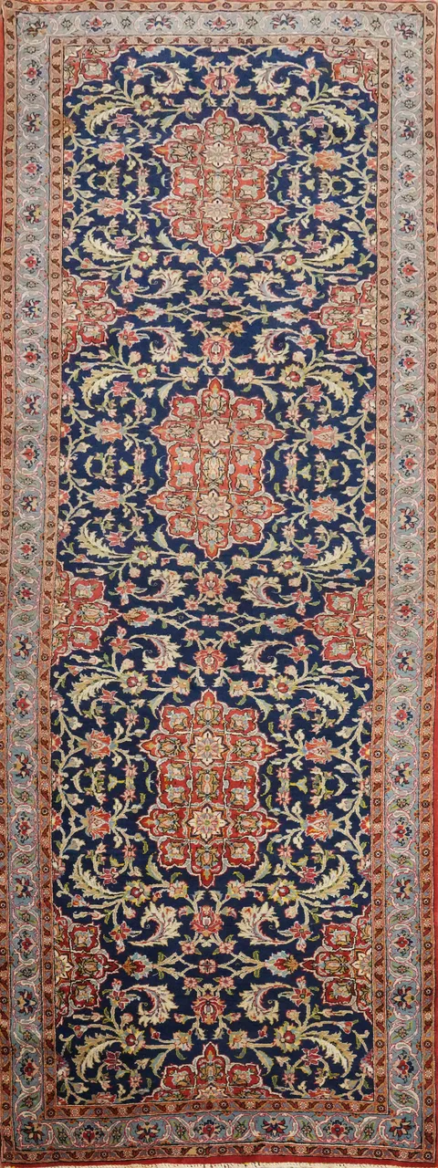 Vegetable Dye Kashan Persian Runner Rug 4x11