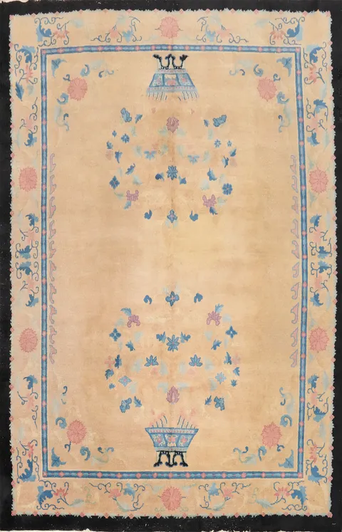 Vegetable Dye Floral Art Deco Chinese Area Rug 8x10