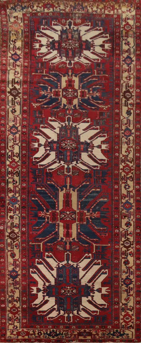 Vegetable Dye Red Wool Gharajeh Persian Area Rug 5x14
