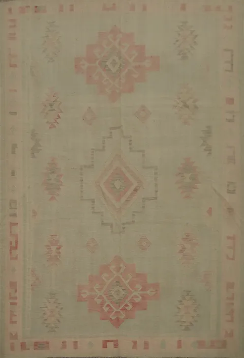 Vegetable Dye Geometric Kilim Flat Weave Area Rug 8x10