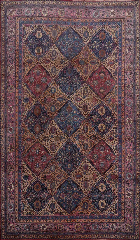 Pre-1900 Antique Vegetable Dye Kerman Persian Large Rug 12x18