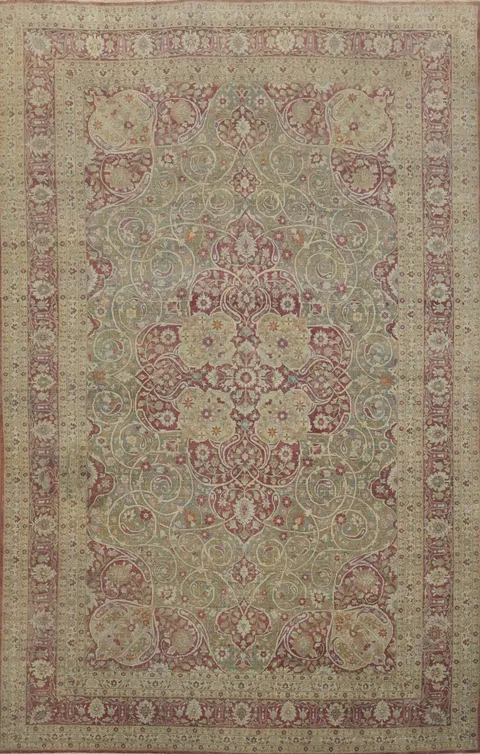 Pre-1900 Vegetable Dye Tabriz Haj Jalili Persian Large Rug 11x16