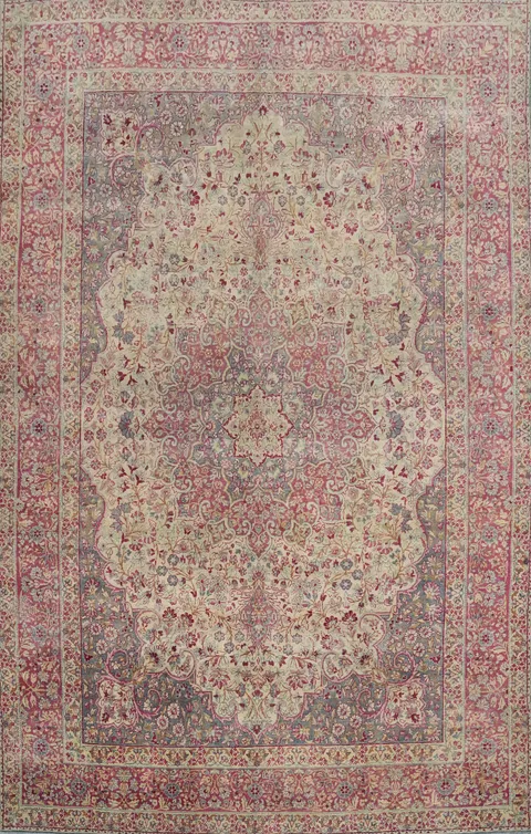 Pre-1900 Vegetable Dye Kerman Ravar Persian Area Rug 8x11