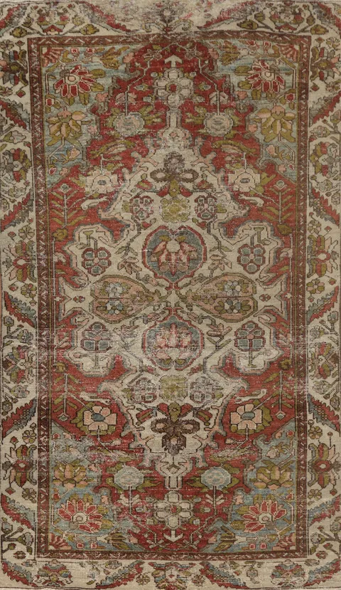 Vegetable Dye Antique Bakhtiari Persian Rug 4x7