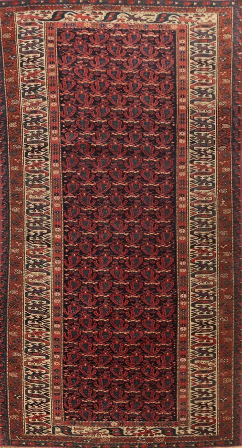 Vegetable Dye Geometric Bidjar Persian Rug 3x6