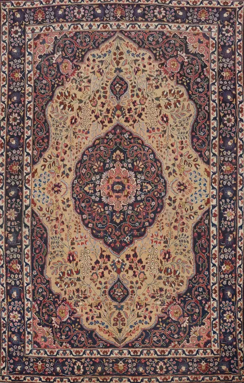 Antique Vegetable Dye Mashad Persian Area Rug 9x12