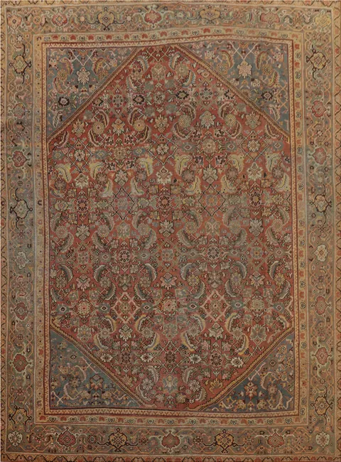 Pre-1900 Antique Vegetable Dye Sultanabad Persian Area Rug 10x11
