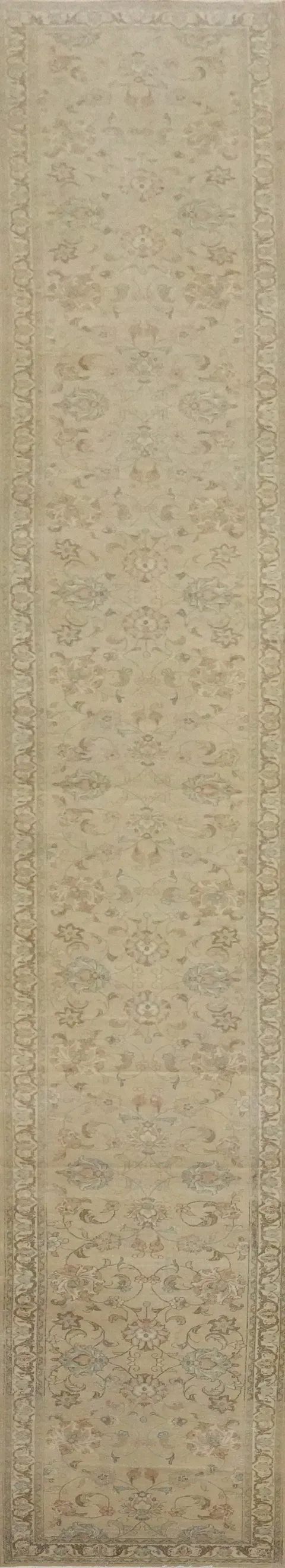 Antique Vegetable Dye Tabriz Persian Runner Rug 3x20