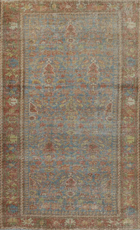 Pre-1900 Antique Vegetable Dye Mahal Persian Rug 4x6