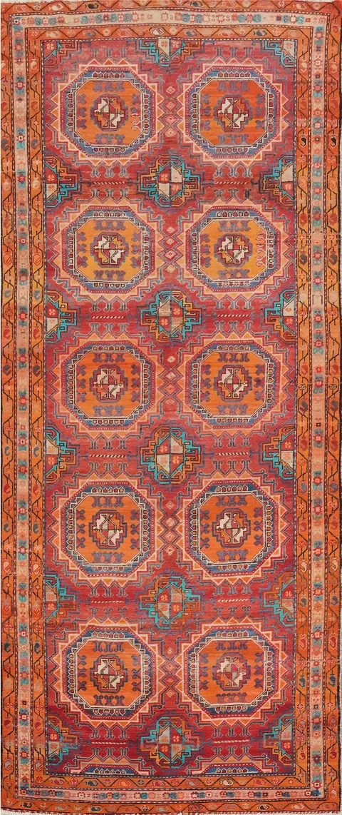 Geometric Meshkin Persian Runner Rug 4x11