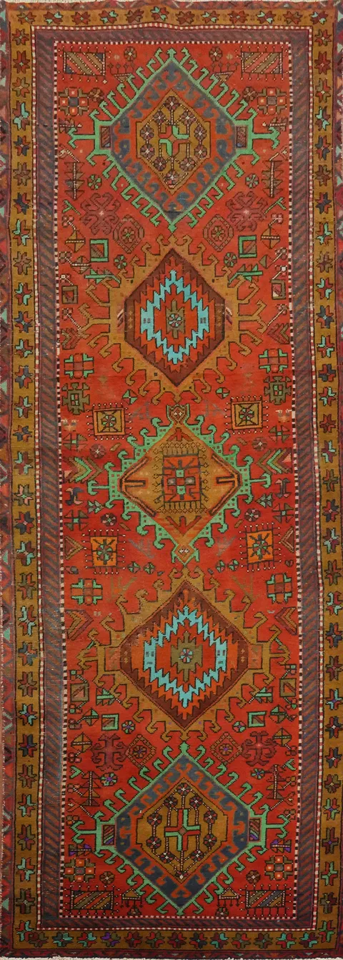 Vintage Wool Heriz Persian Runner Rug 3x10