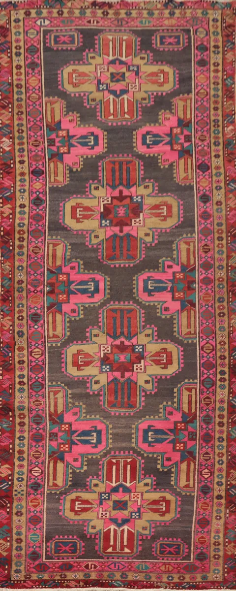 Handmade Wool Meshkin Persian Runner Rug 4x11