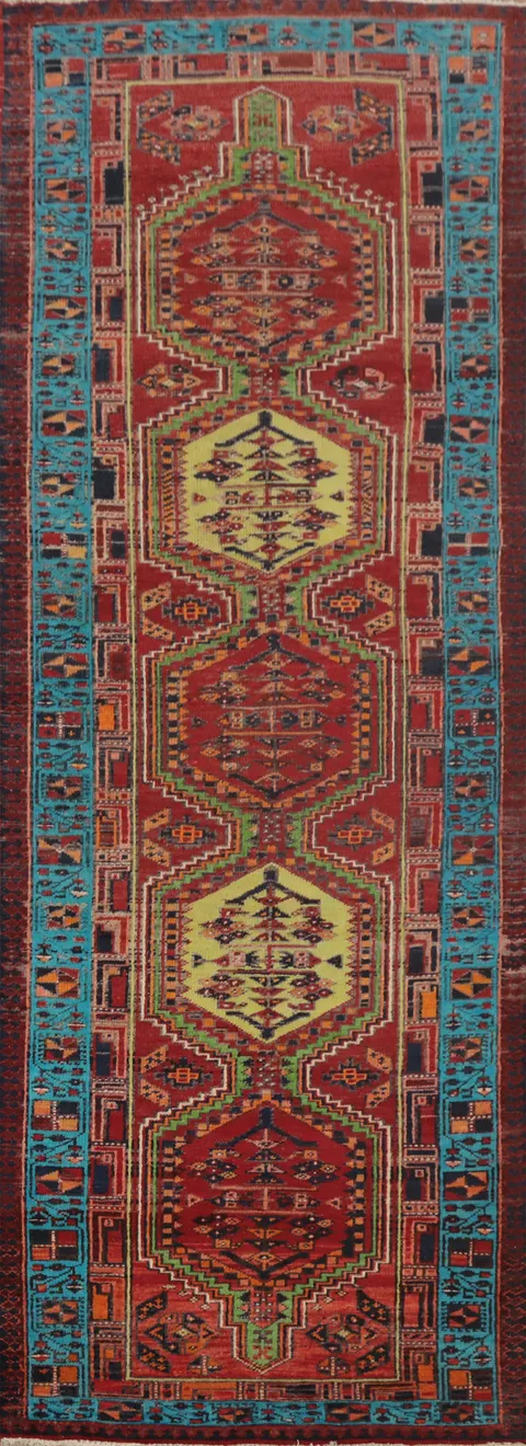 Geometric Wool Ardebil Persian Runner Rug 3x11