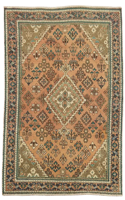 Vintage Geometric Joshaghan Persian Rug 4x7