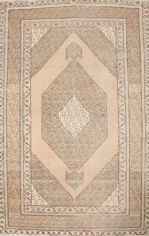 Handmade Geometric Hamedan Persian Rug 4x6