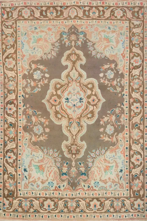 Vintage Wool Medallion Tabriz Persian Area Rug 4x6