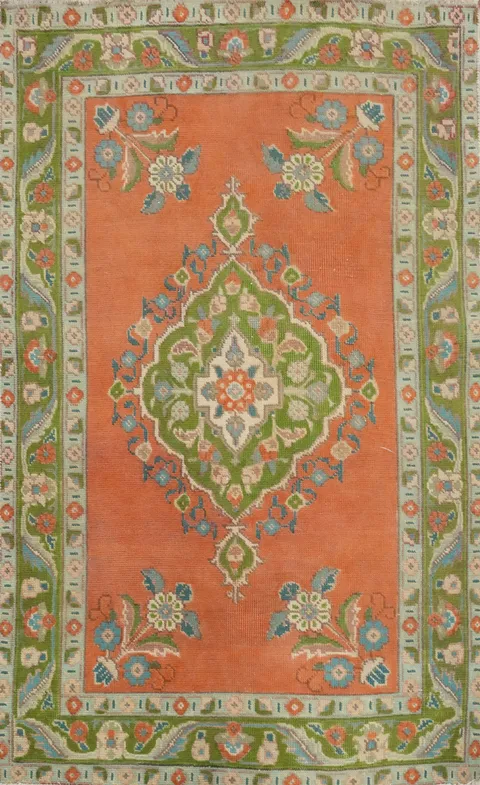 Orange Wool Tabriz Persian Rug 3x5