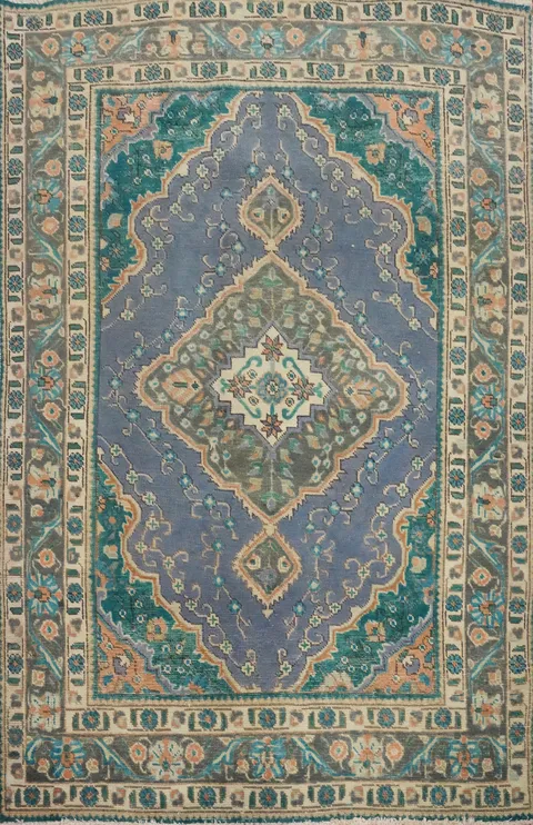Vintage Geometric Tabriz Persian Rug 5x6