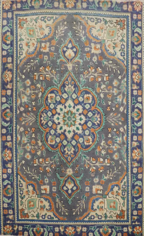 Vintage Floral Wool Tabriz Persian Rug 3x5
