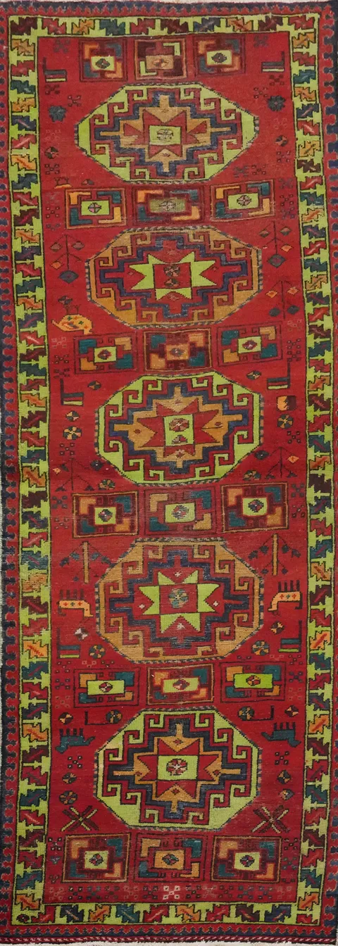 Vintage Red Hamedan Persian Runner Rug 3x10