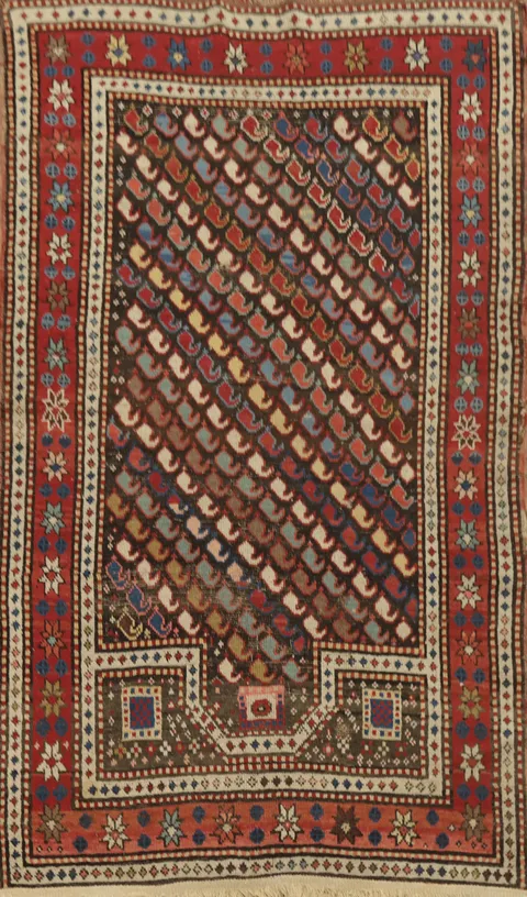 Pre-1900 Antique Kazak Vegetable Dye Rug 3x6