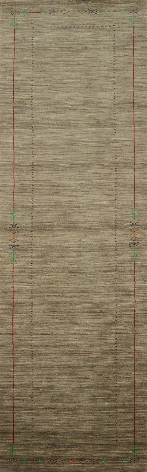 Elegant Earth-Toned Gabbeh Runner Rug 3x11