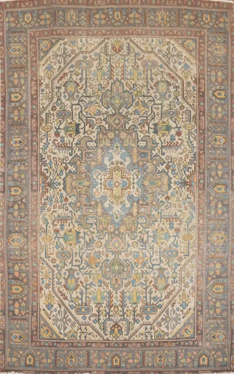 Vintage Geometric Tabriz Persian Area Rug 6x9