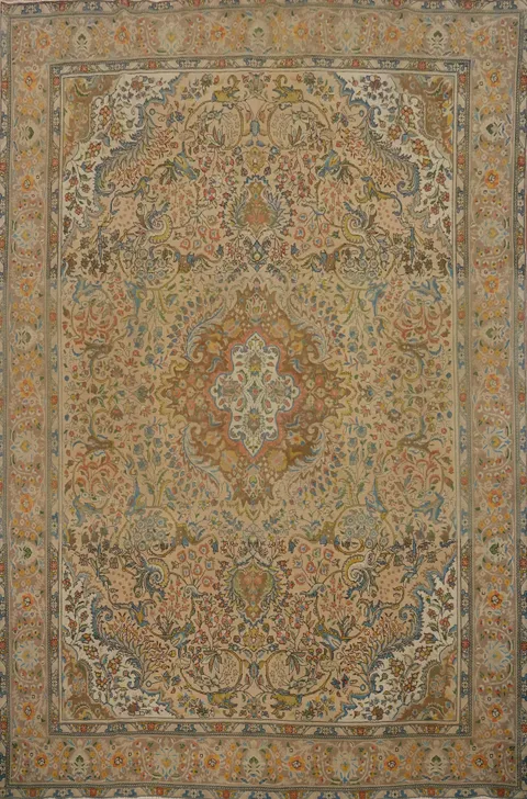 Vintage Floral Tabriz Persian Area Rug 10x13