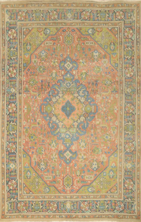 Vintage Wool Tabriz Persian Area Rug 6x9