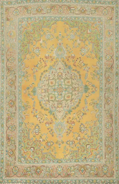 Vintage Wool Floral Tabriz Persian Area Rug 7x10