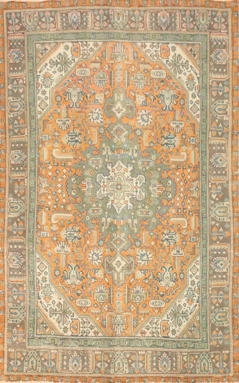 Vintage Wool Tabriz Persian Area Rug 6x9