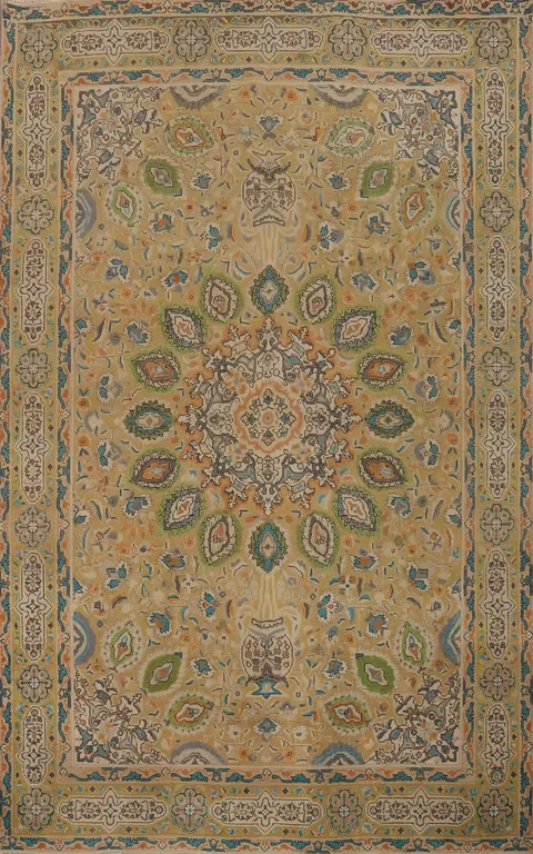 Vintage Medallion Wool Tabriz Persian Area Rug 6x10