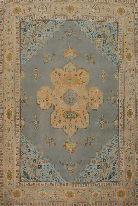 Vintage Gray Wool Tabriz Persian Area Rug 10x12