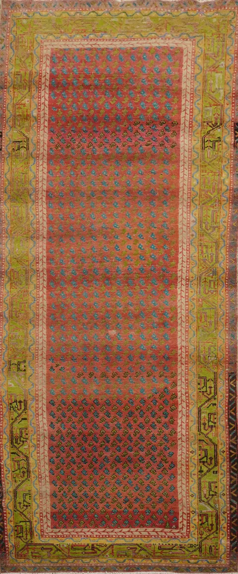 Vintage Geometric Botemir Persian Runner Rug 4x10