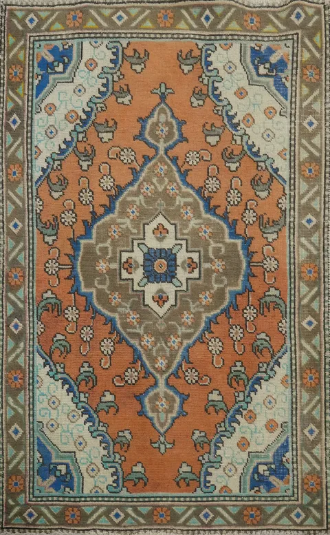 Vintage Wool Medallion Tabriz Persian Rug 3x5