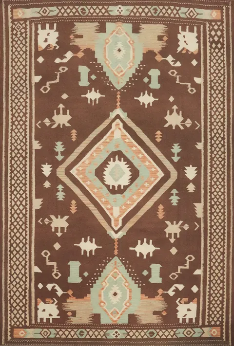 Vegetable Dye Wool Kilim Handwoven Area Rug 8x10