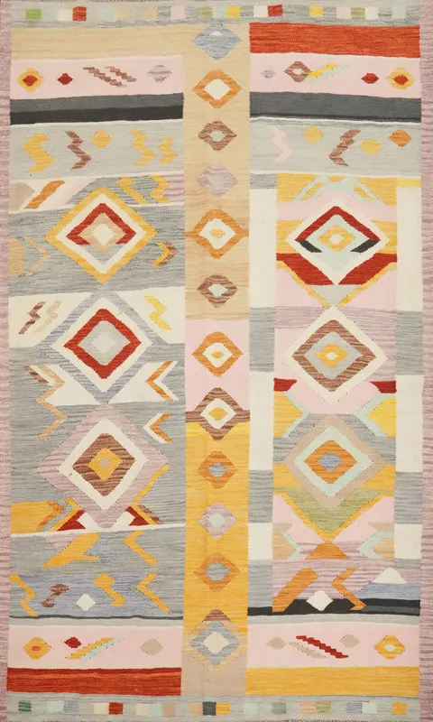 Tribal Wool Kilim Vegetable Dye Area Rug 6x9
