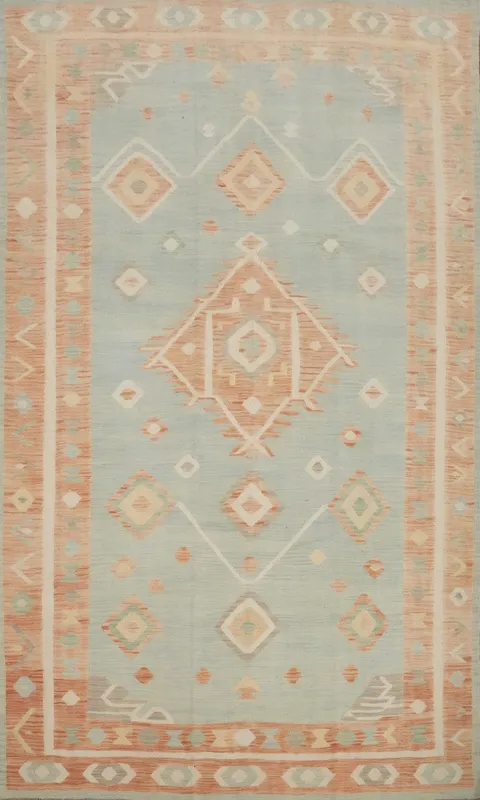 Vegetable Dye Wool Kilim Handwoven Area Rug 6x10