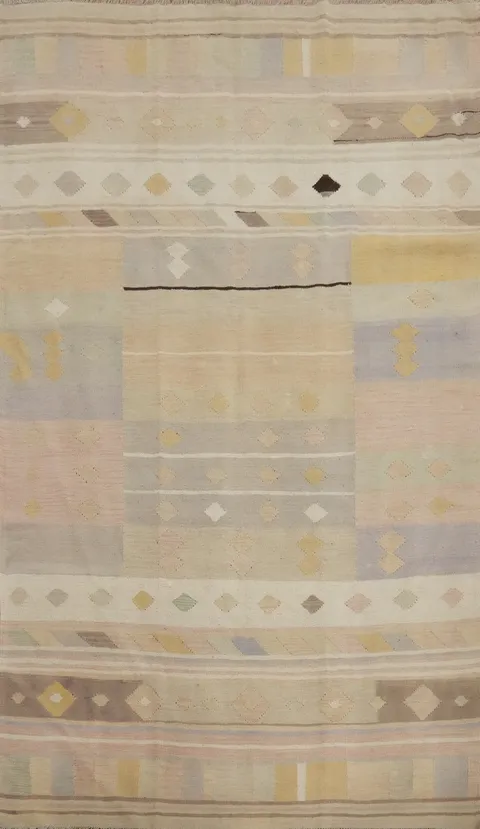 Geometric Wool Kilim Handwoven Area Rug 6x9
