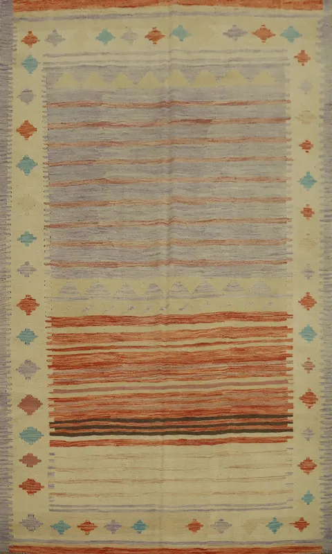Artisan Crafted Wool Kilim Area Rug 6x9 with Unique Geometric Motifs