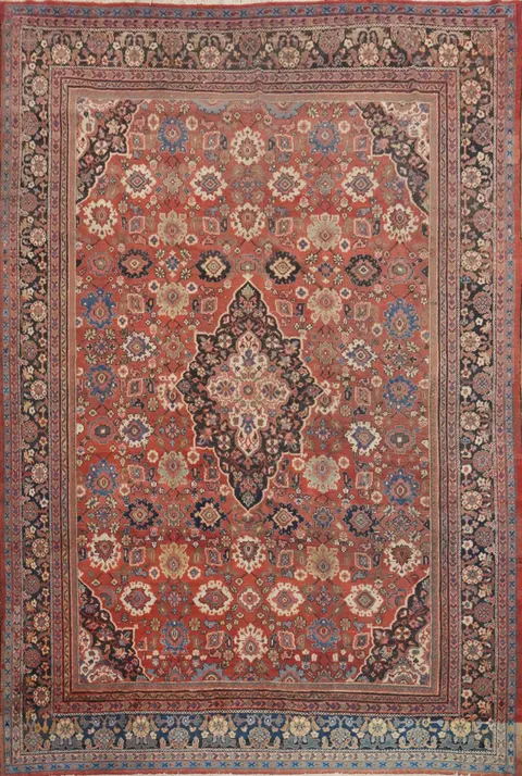 Pre-1900 Vegetable Dye Sultanabad Persian Large Rug 11x14
