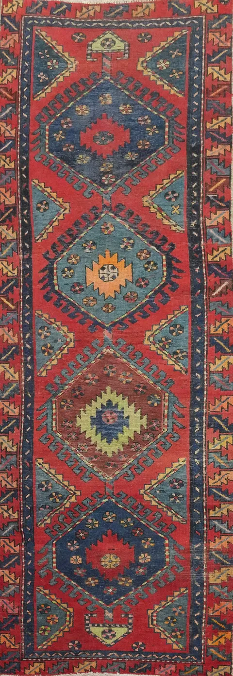 Vegetable Dye Heriz Persian Runner Rug 4x10