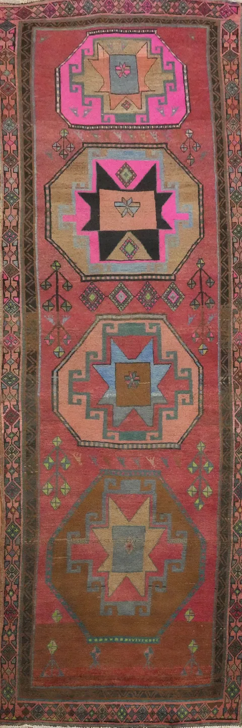 Handmade Wool Ardebil Persian Runner Rug 3x12