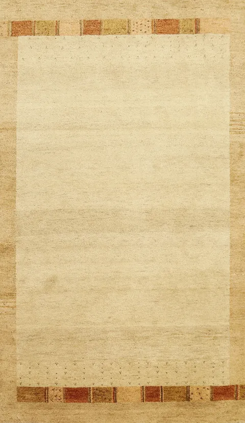 Handcrafted Gabbeh Area Rug 5x8 Featuring Warm Tones and Borders