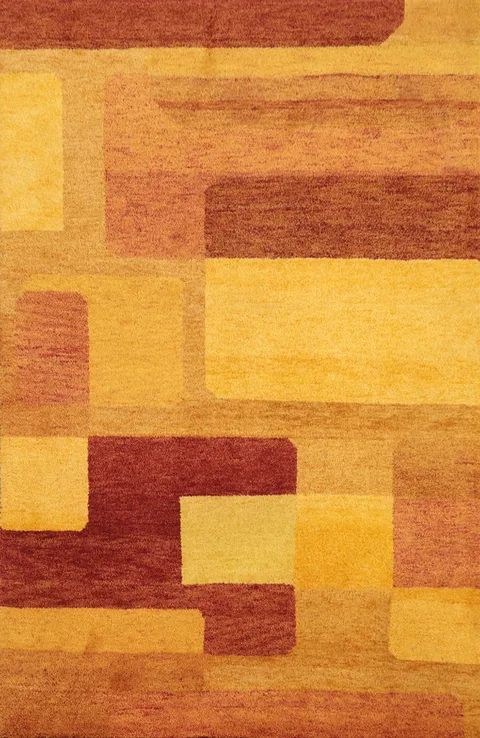 Warm Geometric Gabbeh Rug 5x7 in Earthy Tones for Cozy Interiors